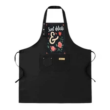 Kitchen 2 Pack Bib Apron Set - Adjustable with 2 Pockets Stylish Black Apron 