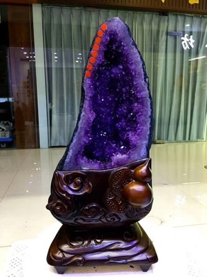 46LB Natural Amethyst Cluster quartz cluster crystal mineral specimen gift+base