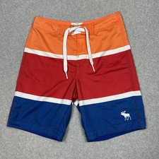VTG Abercrombie  Fitch Board Shorts Mens M 32 Colorblock 9" Moose Linerless Y2K