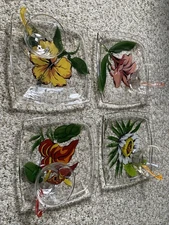 Mid Century 'Gay Fad Vintage Glass sets tea snack tray sets or party plate sets.