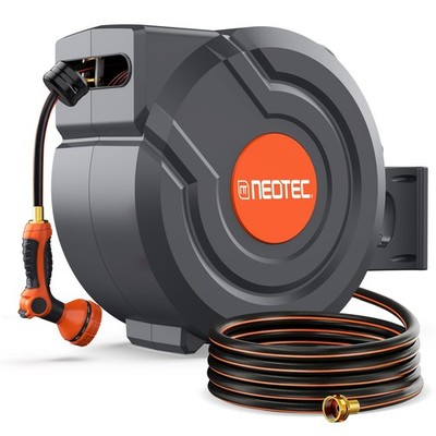 130 ft x 1/2 inch Retractable Garden Hose Reel Metal Bracket Any Length Lock ...