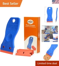 1.5" Plastic Razor Scraper with 10pcs Double Edged Plastic Blades for Removin...