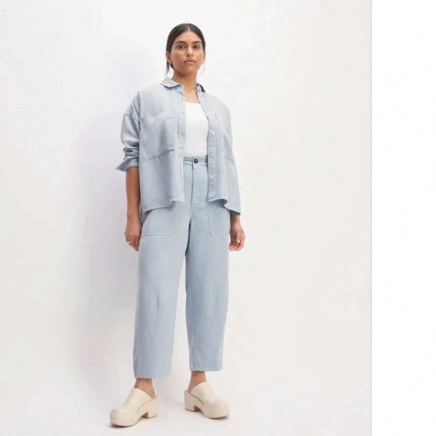 Everlane The Utility Pant in Buttersoft Blue Tencel Lyocell Straight Leg Size 4