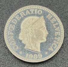 1989 Switzerland 10 Rappen PROOF Only 8,800 Minted KM#27 Copper-Nickel