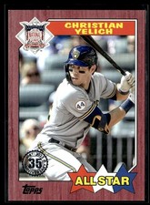 2022 Topps 1987 All-Star Baseball Red Christian Yelich 08/10 Milwaukee Brewers