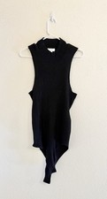 On 34th Ribbed Sleeveless Bodysuit With Crotch Snap Women s Size XXL Black