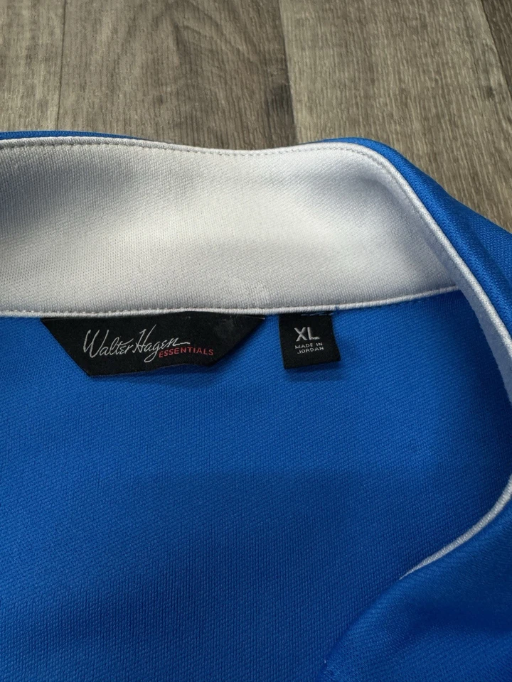 Walter Hagen 1/4 拉链高尔夫套衫 XL 男式皇家蓝色带白色 — 第 4/4 张图片