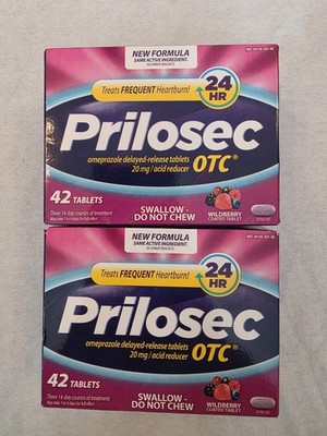 LOT OF 2 PRILOSEC OTC OMEPRAZOLE 20mg *WILDBERRY* 42 TABS NEW FORMULA  EXP-2/27