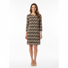 Jessica Howard Womens Black Tan Lace Midi Party Sheath Dress Size 12