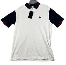 Bad Birdie Polo Shirt Mens Large White Dark Navy Pique Golf Stretch Performance