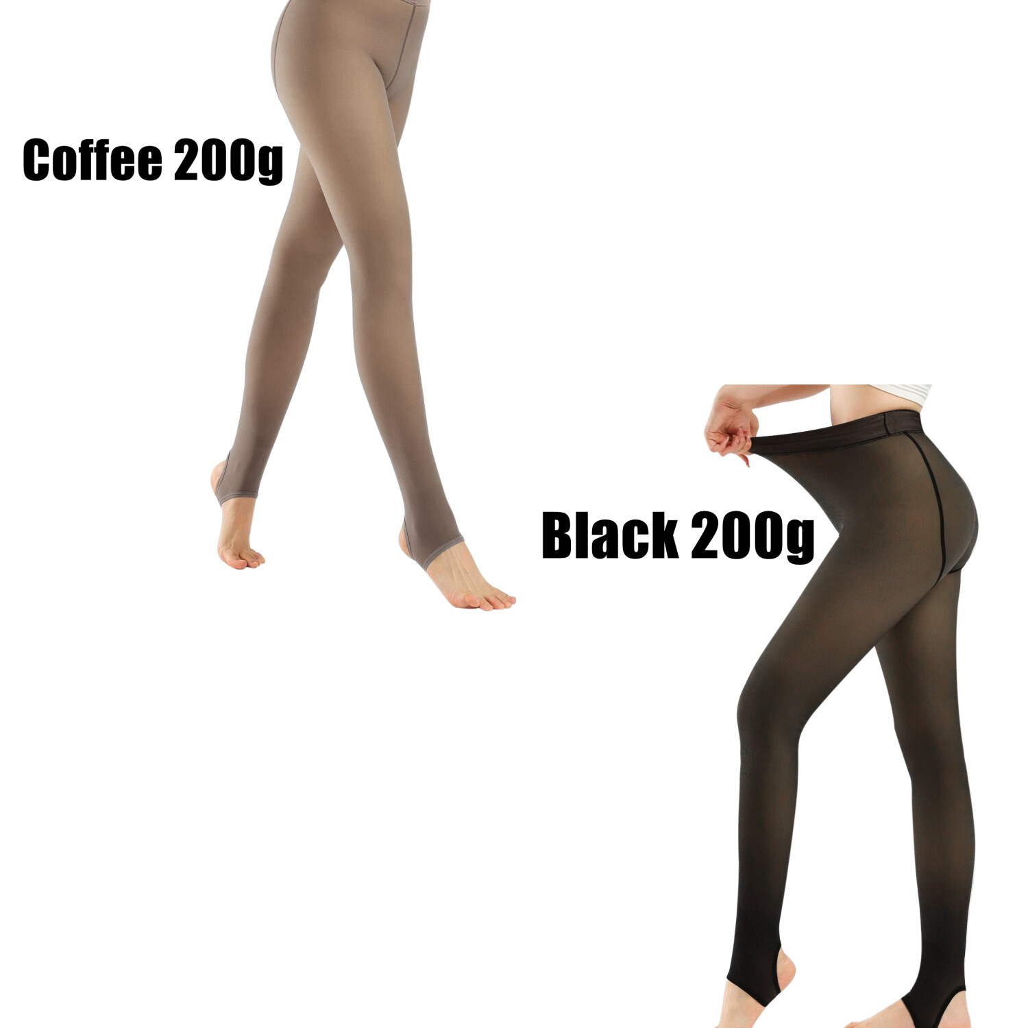 Women Thermal Plush Lined Fake Translucent Pantyhose Winter Warm Tights Stocking
