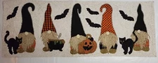 Halloween Beaded Tablerunner Centerpiece Gnomes Cats Jack o Lantern Lane 13x36