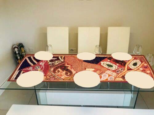 60" CRAZY QUILT HEAVILY BEADED SEQUIN SARI RUNNER DECOR TAPESTRY WALL HANGING - Picture 6 of 11