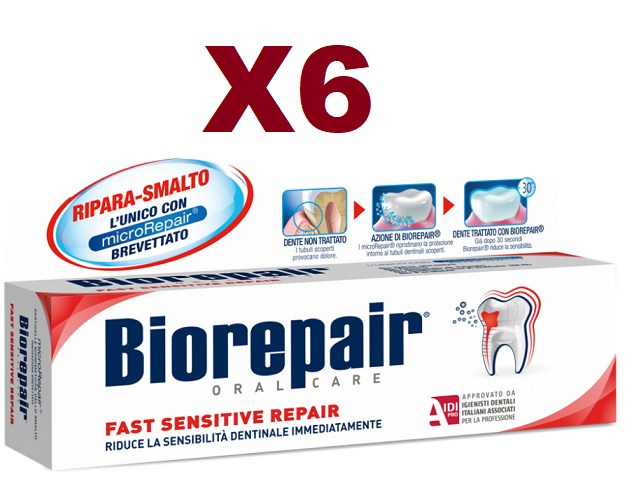 6 BIOREPAIR FAST SENSITIVE REPAIR DENTIFRICIO 60ML RIPARA SMALTO DENTI SENSIBILI