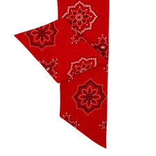 Vintage Red Western Floral Neck Scarf Bandana Button Hole 4" x 35"