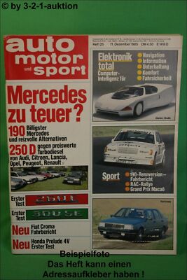 AMS Auto Motor Sport 25/85 Merced 190 E 2.3-16 Honda Prelude Mercedes 300 SE Kat
