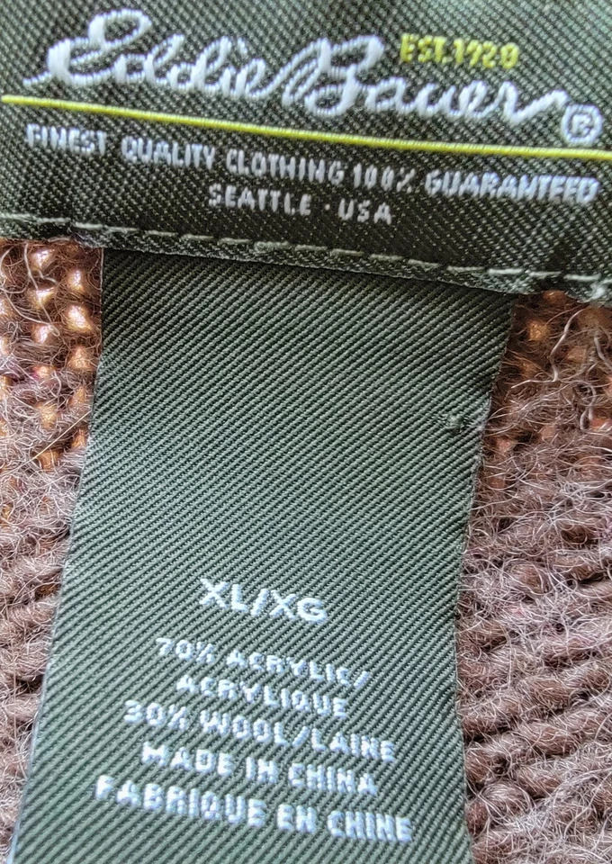 Eddie Bauer Womens Cardigan Sweater Shirt Top Size XL X Large Brown Fuzzy Wool - Image 2 of 4