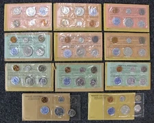 1955 thru 1964 Run of 11 Government Issued Proof Sets  Including 1960 Small Date