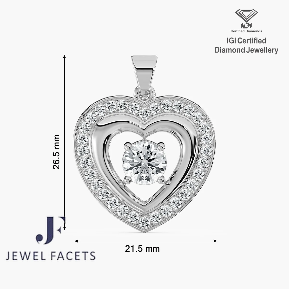 Women's 1.66Ct Round Cut IGI Certified Lab Grown Diamond Pendant 14k White Gold image-4