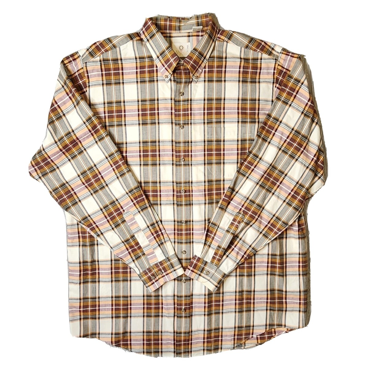 VIYELLA Mens 2XT Multi Plaid Cotton Wool Blend Button Down Long