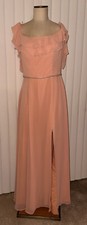 Morilee Bordeaux  Off-Shoulder Ruffle Chiffon Gown 21562 pink sz10