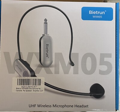 UHF Wireless Microphone Headset, 165Ft Range, Working Time 6H, 1/4''Plug, Wirele
