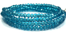 London Blue Topaz Hydro 3-4mm Rondelle Faceted Gemstone Beads 18"Inch 1 Strand
