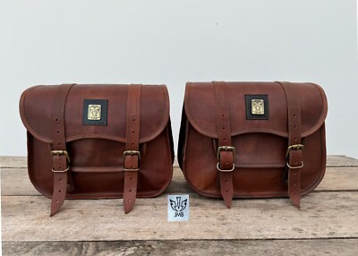 Saddlebags Motorcycle Side Bag Brown Leather Side Bag Two Panniers 30CM JMB  
