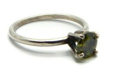 Solitaire Ring With Green Stone .925 Sterling Silver