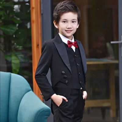 Kinder Kinderanzug Frack Anzug Smoking Hochzeit Taufe  Kommunionanzug 5Tlg/4Tlg - Bild 1 von 4