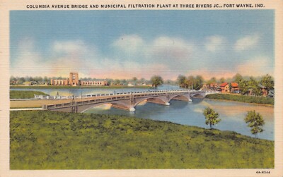 Three Rivers Junction Allen County Fort Wayne IN Water Plant Vtg Postcard CP374