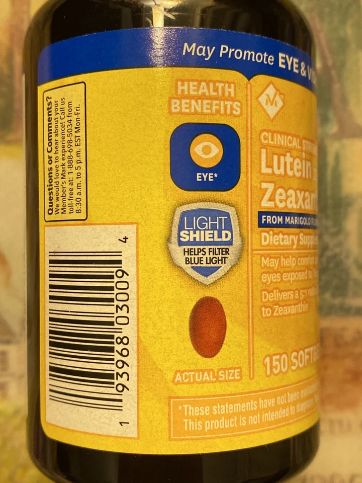 Member's Mark Lutein 25mg & Zeaxanthin 5mg 150 Softgels ~ Expires 02/2028. - Image 2 of 4