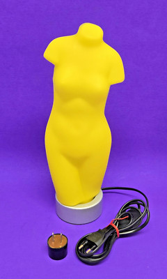 Rare Honsel Leuchten Yellow Glass Female Torso Lamp Euro Plug w/ Adapter Germany