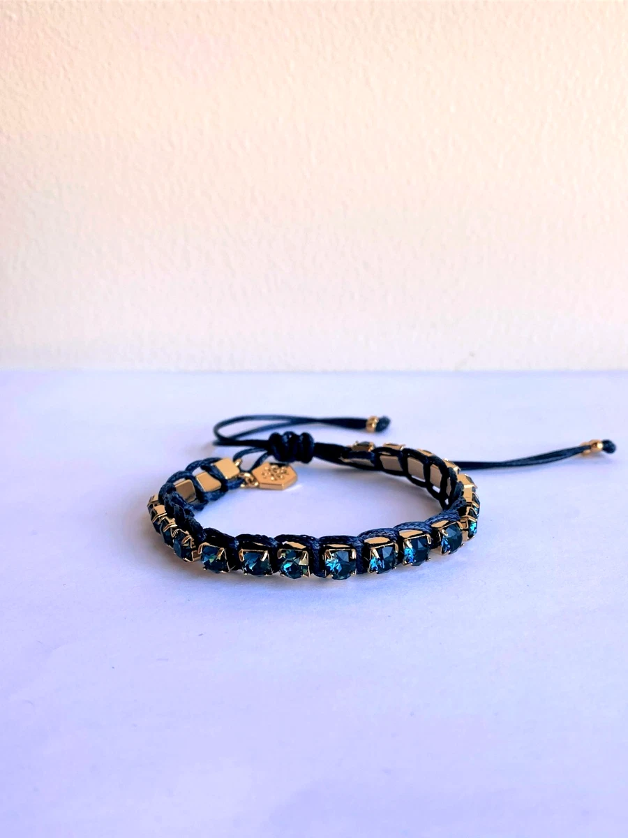 Sky Blue Macrame Bracelet with Aquamarine and Rainbow Moonstone NWT Mixing Swarovski Crystals Corded Thread, Macramé Logo, Blue Bracelet display picture 1