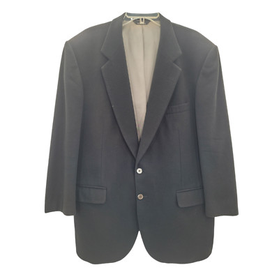 Vintage Barney's New York Black Cashmere Two Button Center Vent Blazer Jacket