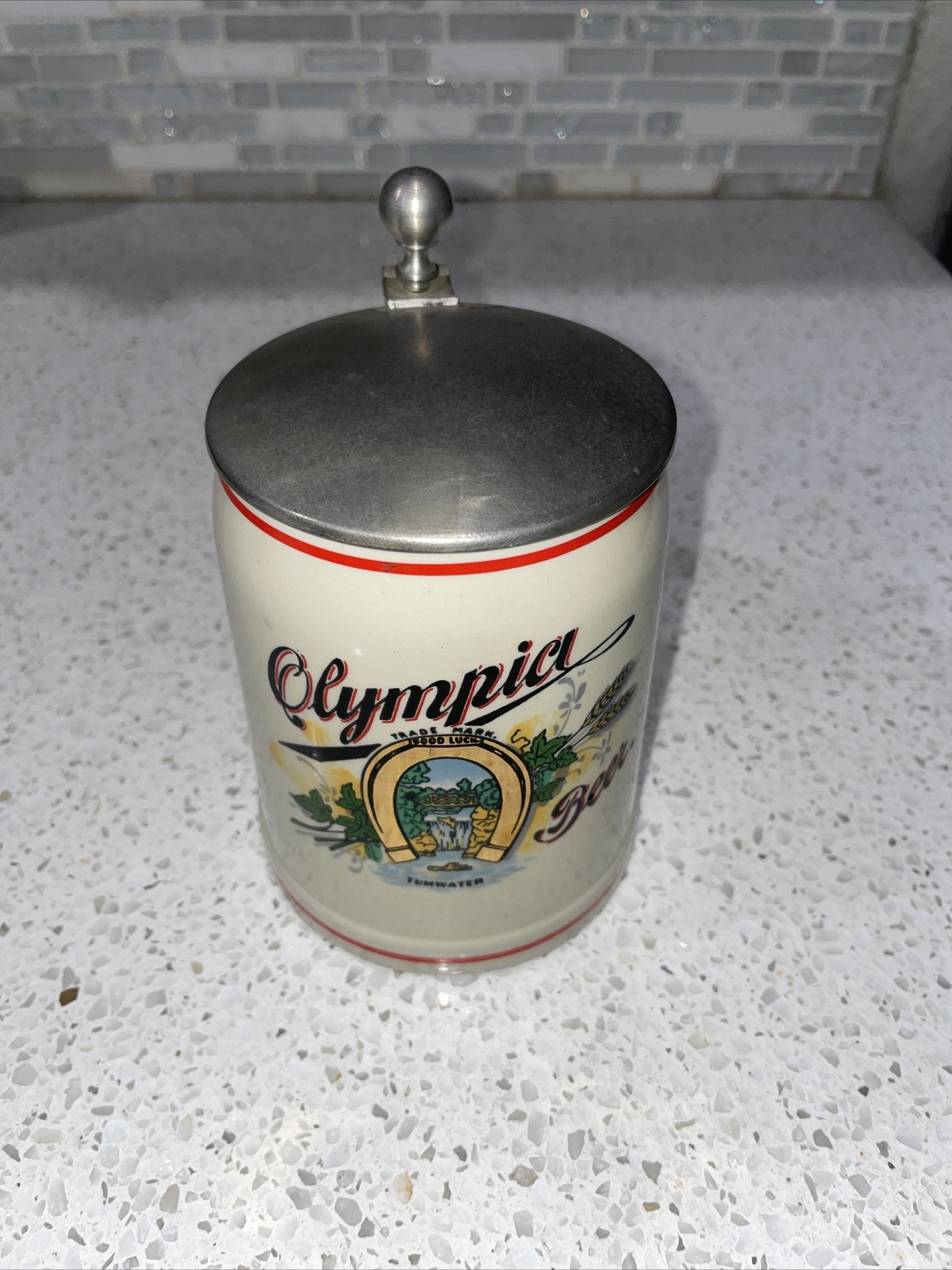 Vintage Olympia Beer Stein German Style with lid, by Ceramarte eBay