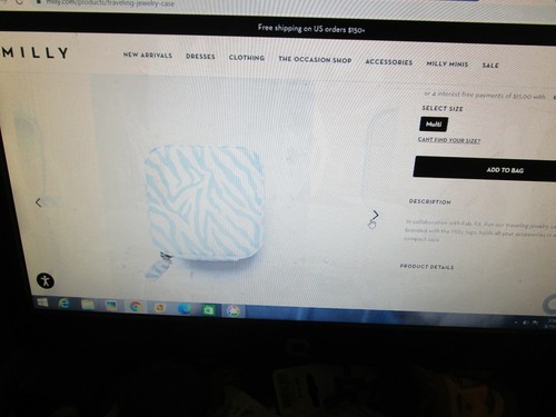 New Milly Traveling Jewelry Case with Mirror & Compartments, Zips Up MSRP $60 - Picture 7 of 7