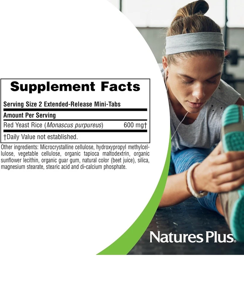 Arroz de levadura roja Natures Plus Herbal Actives, liberación prolongada - 600 mg, 60 vegas... Foto 4 de 4