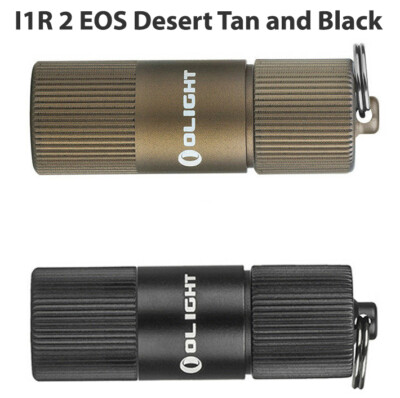 Olight I1R 2 EOS Rechargeable LED Keychain Flashlights, Desert Tan & Black color