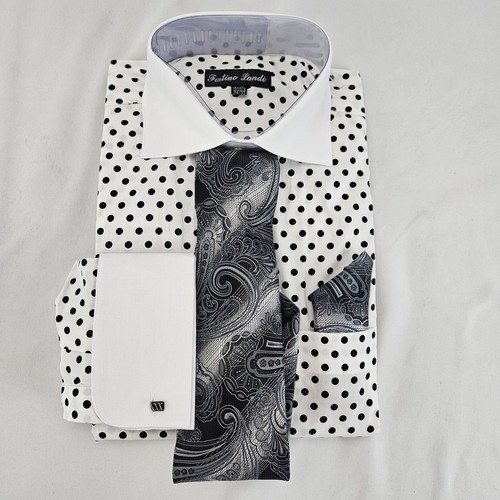 Herren Oberhemd Größe 15-15 1/2. 34-35 schwarz weiß fortino landi - Bild 1 von 7