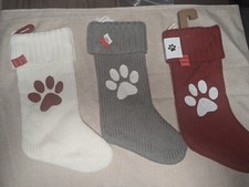 NEW Knit Monogram Christmas Stocking white ivory gray red - Wondershop paw