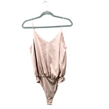 Express Satin Cami Bodysuit Womens S Pale Pink V-Neck Adjustable Strap