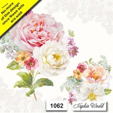  1062 TWO Paper LUNCHEON Decoupage Art Craft Napkins - ROSES  MIXED FLOWERS
