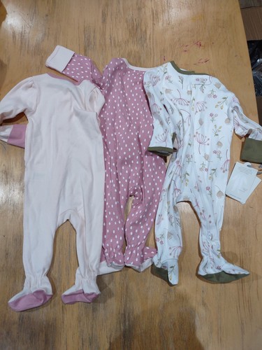 Cloud Island Baby Girls Size 3-6M 3pk Floral/Polka Dot/Solid Footie Bodysuits - Picture 2 of 6