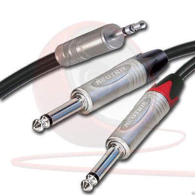3,5 mm Miniklinke auf zwei 1/4'' Buchsen. TOUR GRADE AUX Kabel. Neutrik Splitterkabel