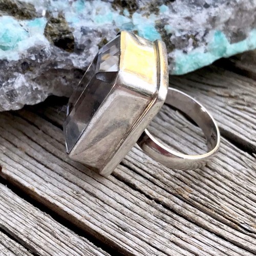 LARGE DESIGNER STERLING SILVER 38 CARAT ROCK QUARTZ RING SIZE 8.5 - Picture 8 of 9