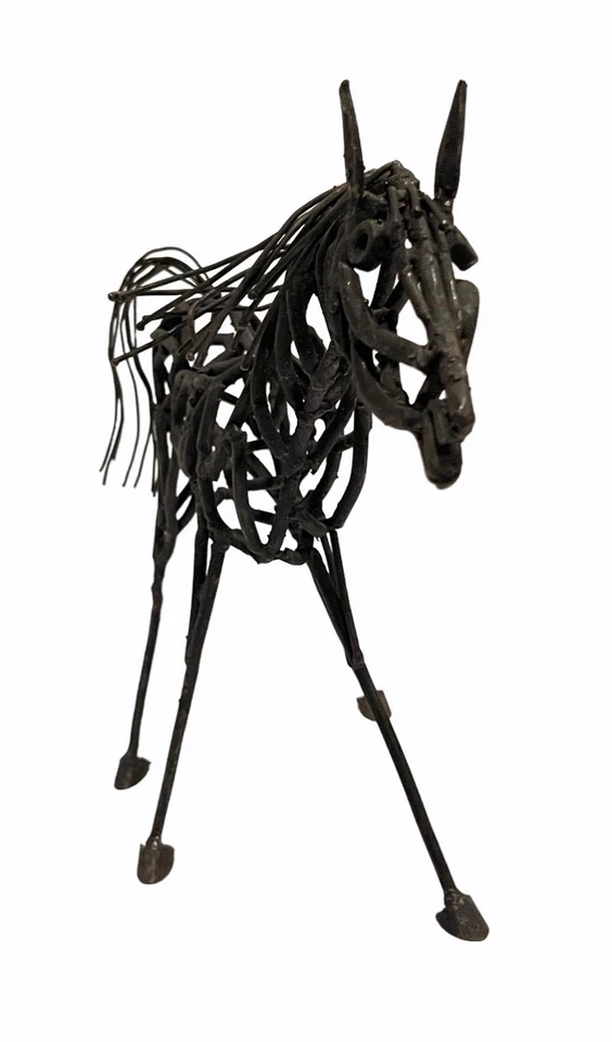 Quality Rustic Horse Sculpture Soldered Black Iron Metal Illusion Figurine RARE! - Image 2 of 4