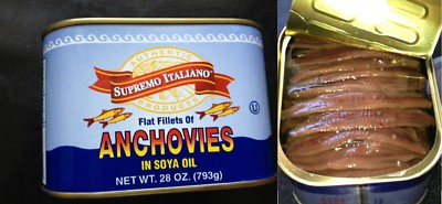 Big Anchovies FLAT Fillets in Oil 793gm ''28 OZ'' Anchovy TASTY! FREE SHIP! SAVE A