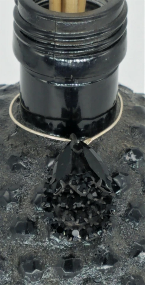 Black - Recycled Vase or Oil Defuser with Mosaic Beads & Wire Pendant - 4" x 5" - Image 2 of 2