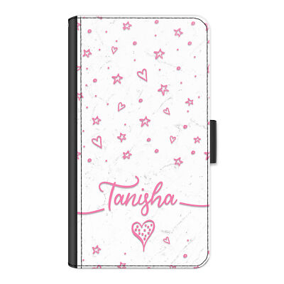 Personalisierte Handyhülle für iPhone 13/12/11; Stern Herz Marmor PU Leder Cover
